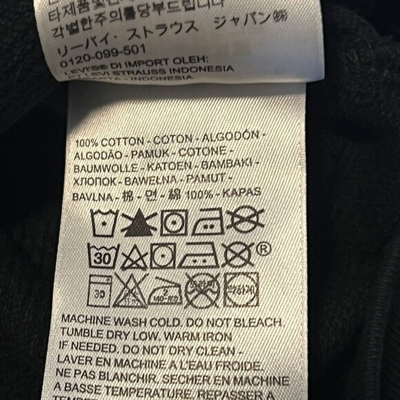 Levis Mens Black Full Zip Logo Hoodie Sweater Front Pockets Size Small - Picture 8 of 11
